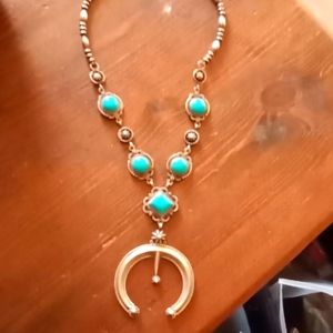 Vintage Native American Sterling silver and turquoise Bear claw Navajo Necklace